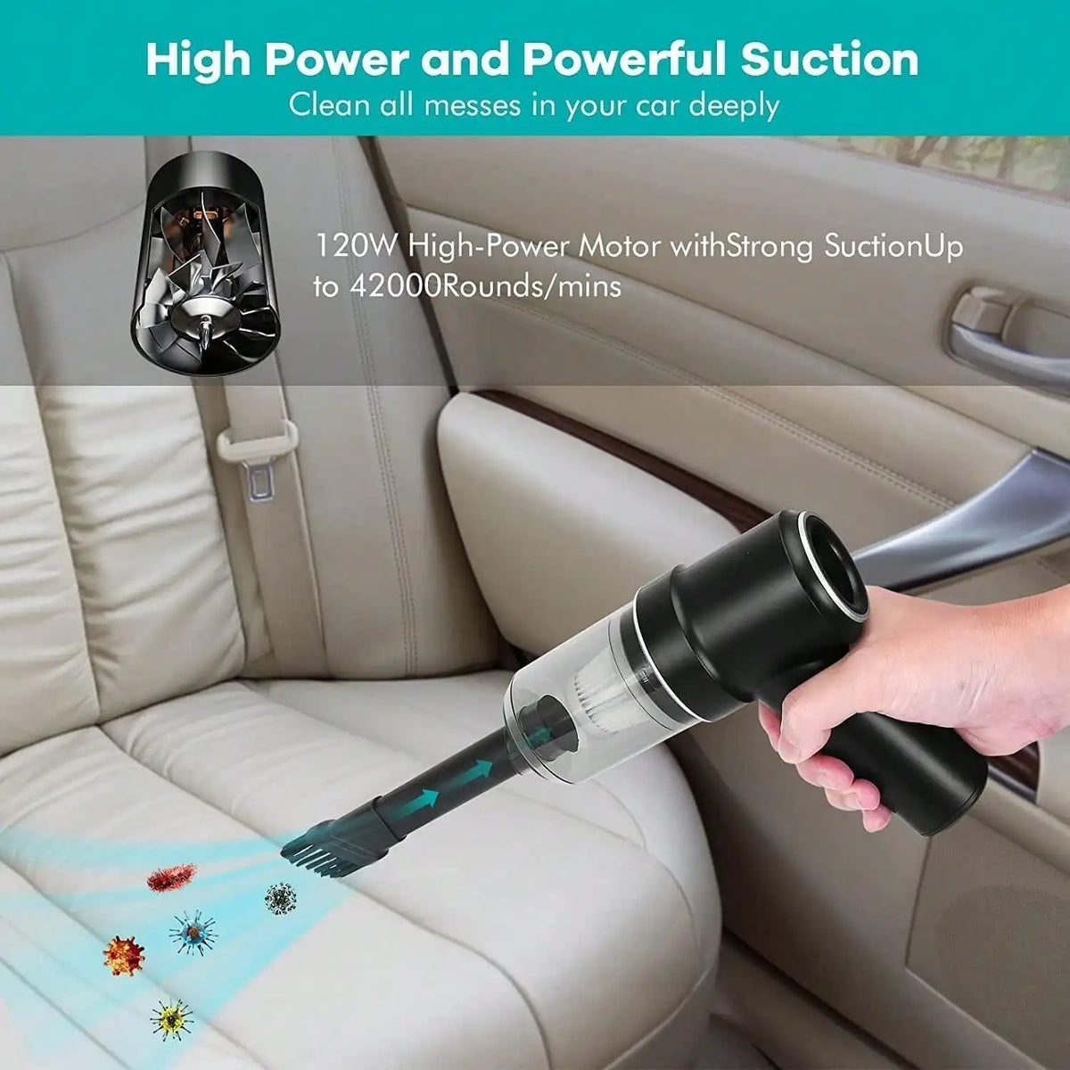 Multi Functional Ultra Quiet Portable Car Vacuum Cleaner - USB Charging, Strong Suction, Long Battery Life, Suitable For Home And Car Use, Charging Handheld, Whirlwind, Wireless Collector