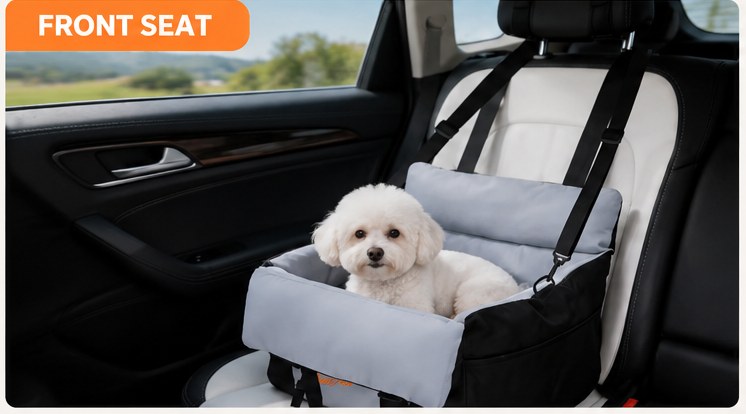 Booster seat installed on the front seat